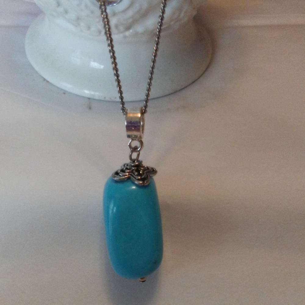 Lee Sands Magnesite Freeform Nugget Necklace- /w 20 Inch Chain -NWT